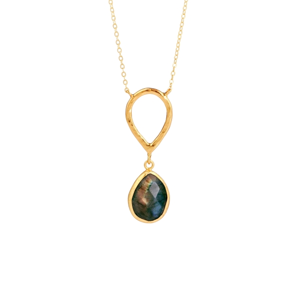 Necklace made from brass, goldplated, Labradorite